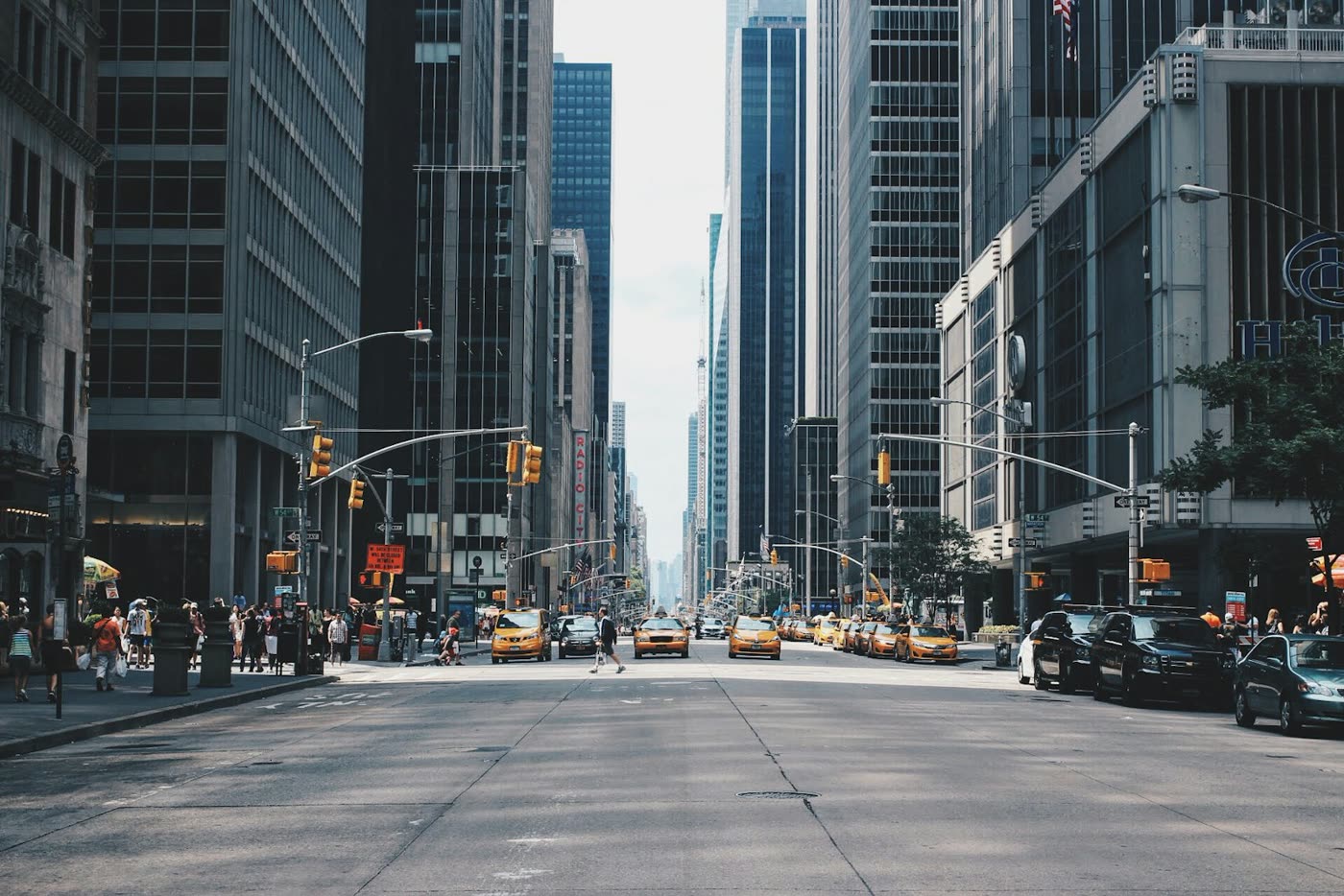 Urban highway and city infrastructure at dusk